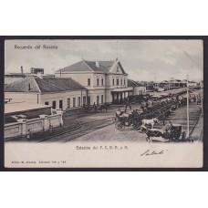 ESTACION DE FERROCARRIL ANTIGUA TARJETA POSTAL A COLOR ROSARIO